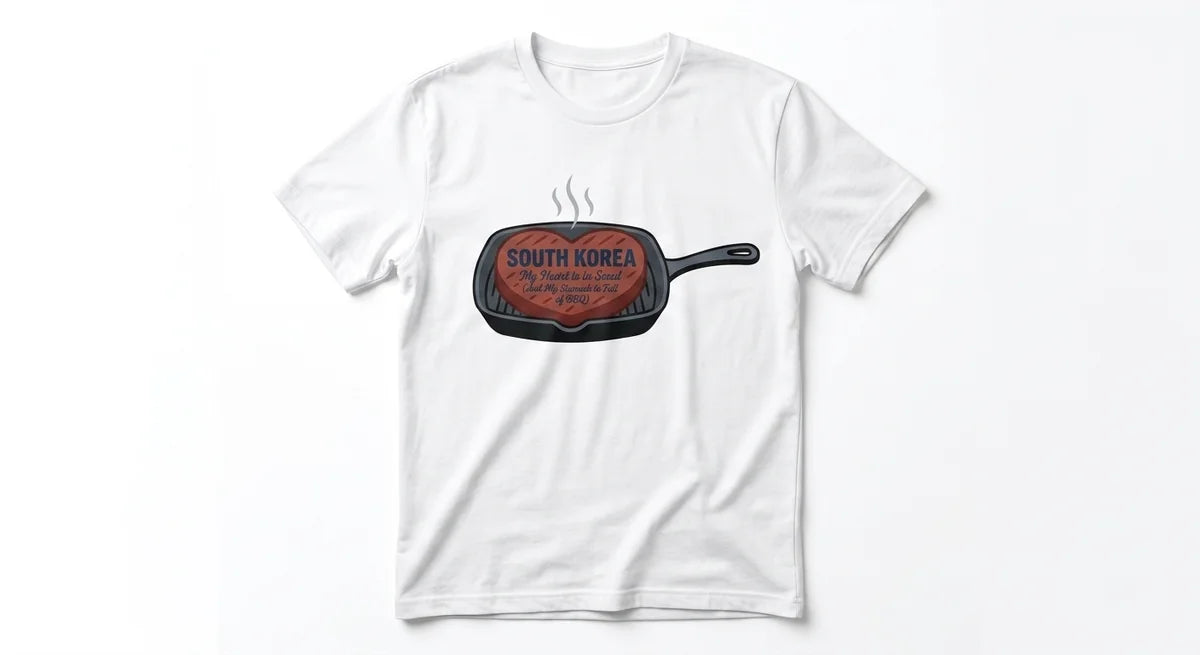 Seoul Foodie Graphic T-Shirt | "My Heart is in Seoul" Funny Korean BBQ Tee | Premium Soft Cotton Souvenir