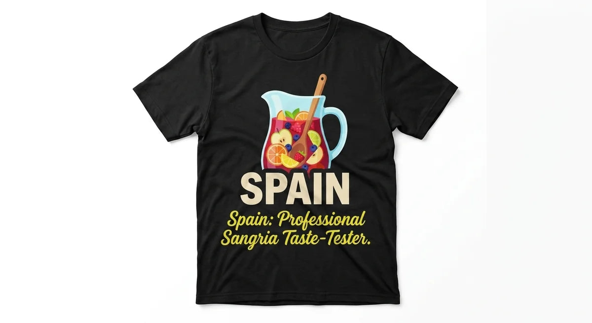 Spain Professional Sangria Taste-Tester T-Shirt | Funny Vacation Souvenir Tee | Premium Cotton Graphic Top