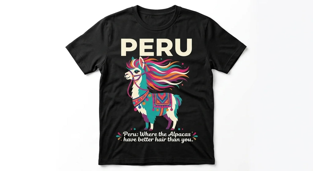 Peru Souvenir T-Shirt | "Alpacas Have Better Hair" Graphic Tee | Unisex Peruvian Apparel