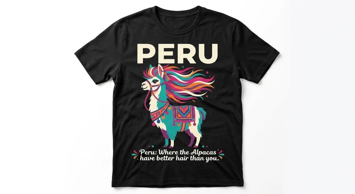 Peru Souvenir T-Shirt | "Alpacas Have Better Hair" Graphic Tee | Unisex Peruvian Apparel