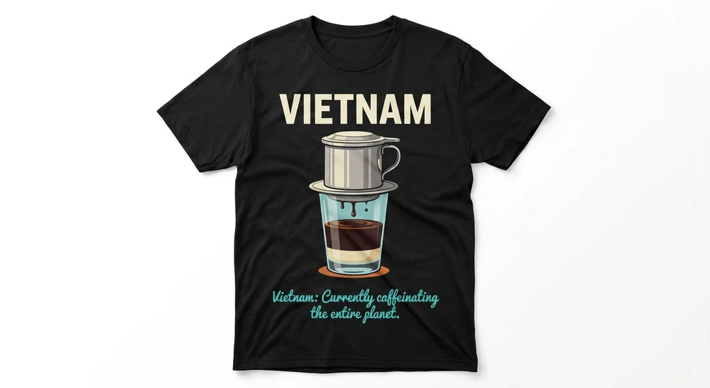 Vietnam Coffee Culture T-Shirt | "Currently Caffeinating The Planet" Graphic Tee | Premium Cotton Souvenir