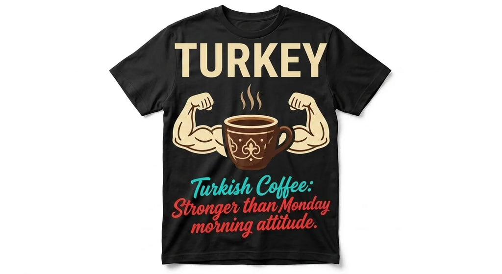 Turkish Coffee Stronger Than Your Monday Attitude Graphic T-Shirt | Premium Cotton Funny Souvenir Tee