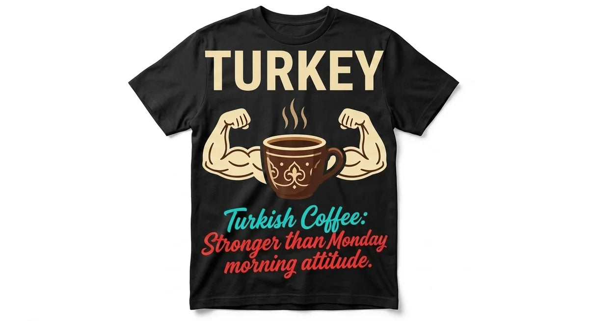 Turkish Coffee Stronger Than Your Monday Attitude Graphic T-Shirt | Premium Cotton Funny Souvenir Tee