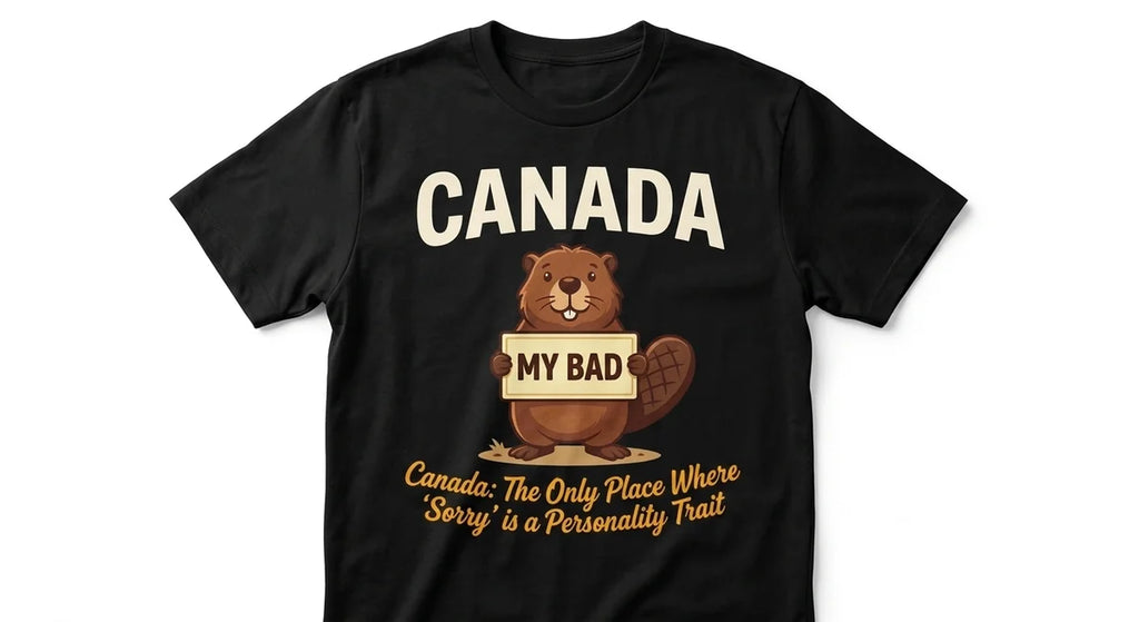 Canada Souvenir T-Shirt – 'Sorry' Beaver Funny Graphic Tee – Soft Cotton Unisex Gift