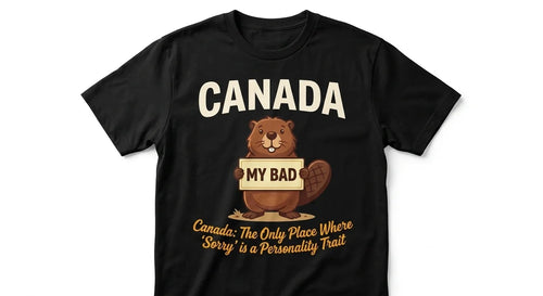 Canada Souvenir T-Shirt – 'Sorry' Beaver Funny Graphic Tee – Soft Cotton Unisex Gift