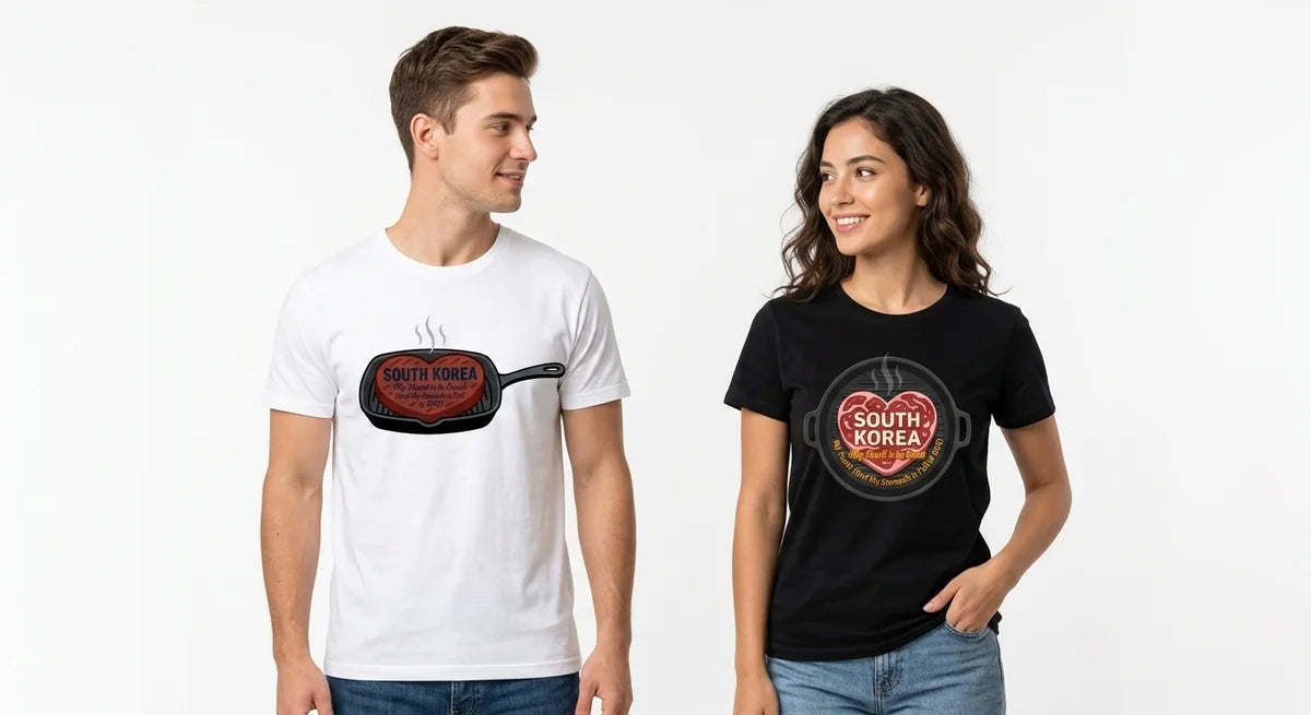 Seoul Foodie Graphic T-Shirt | "My Heart is in Seoul" Funny Korean BBQ Tee | Premium Soft Cotton Souvenir