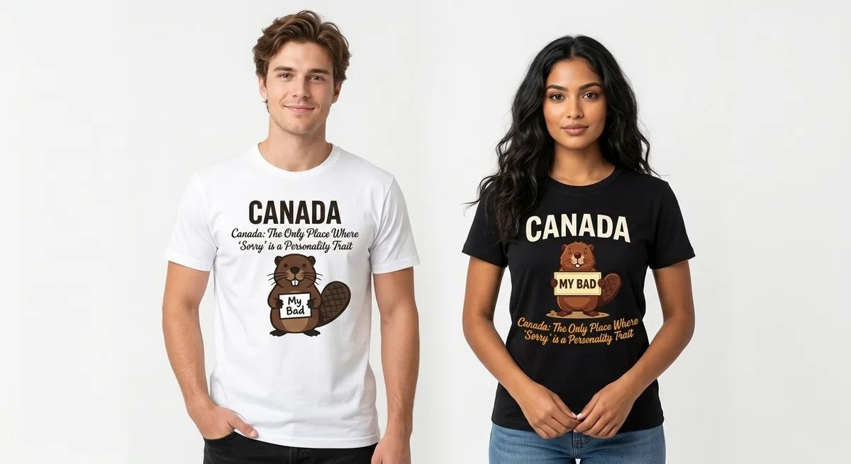 Canada Souvenir T-Shirt – 'Sorry' Beaver Funny Graphic Tee – Soft Cotton Unisex Gift