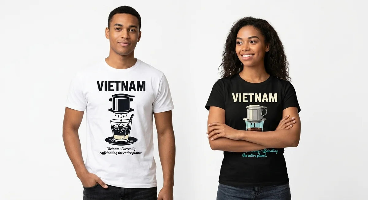 Vietnam Coffee Culture T-Shirt | "Currently Caffeinating The Planet" Graphic Tee | Premium Cotton Souvenir