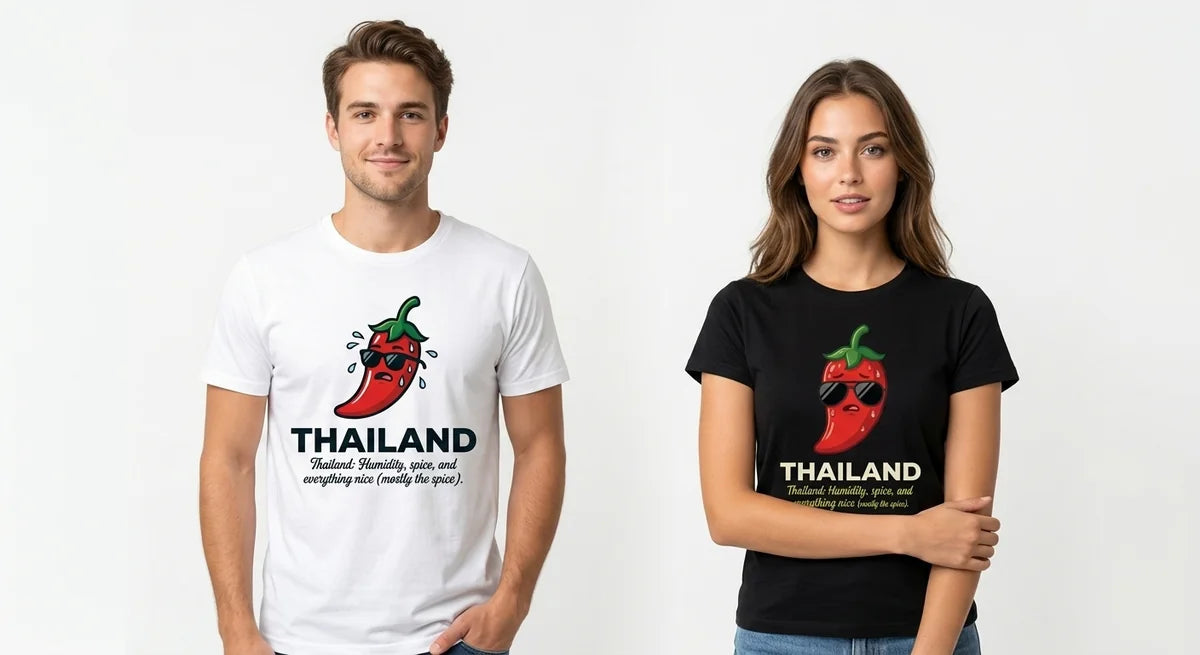 Thailand Travel Tee – Funny Chili Pepper Graphic Shirt | Humidity, Spice, & Everything Nice – Unisex Souvenir T-Shirt
