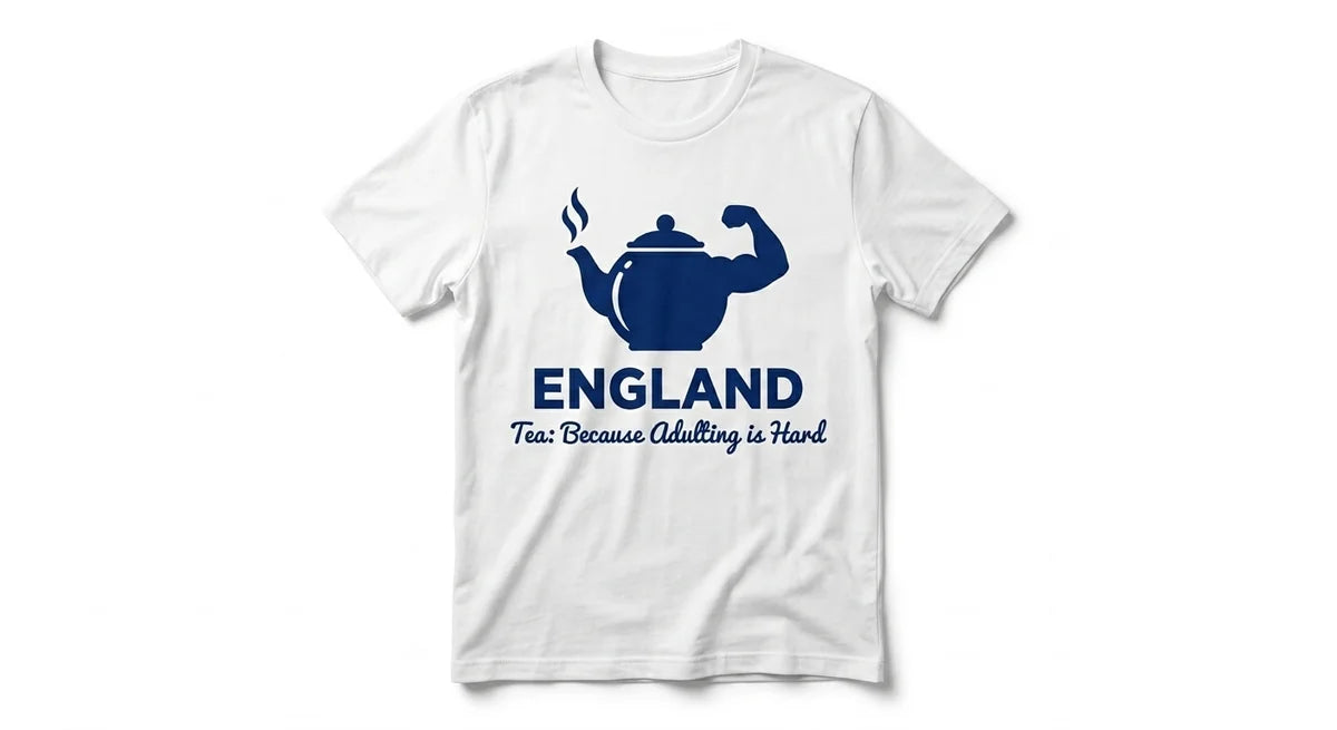 The "Tea: Because Adulting Is Hard" England Souvenir T-Shirt | Premium Cotton Graphic Tee