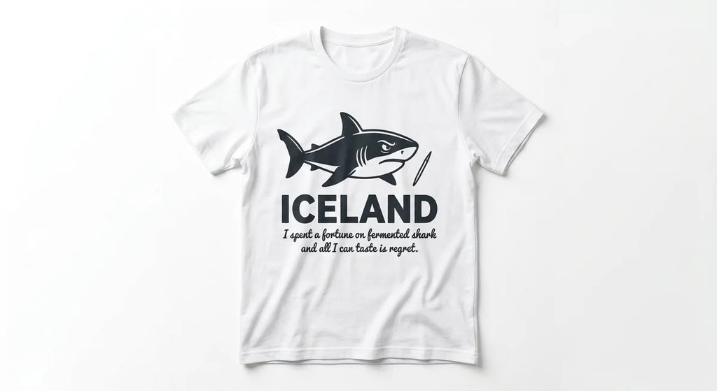 Iceland Souvenir T-Shirt | "I Spent a Fortune on Fermented Shark" Funny Graphic Tee | Premium Cotton Iceland Travel Gift