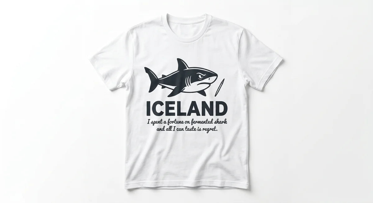 Iceland Souvenir T-Shirt | "I Spent a Fortune on Fermented Shark" Funny Graphic Tee | Premium Cotton Iceland Travel Gift