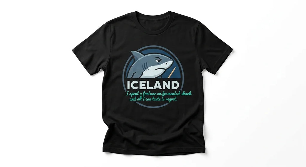 Iceland Souvenir T-Shirt | "I Spent a Fortune on Fermented Shark" Funny Graphic Tee | Premium Cotton Iceland Travel Gift