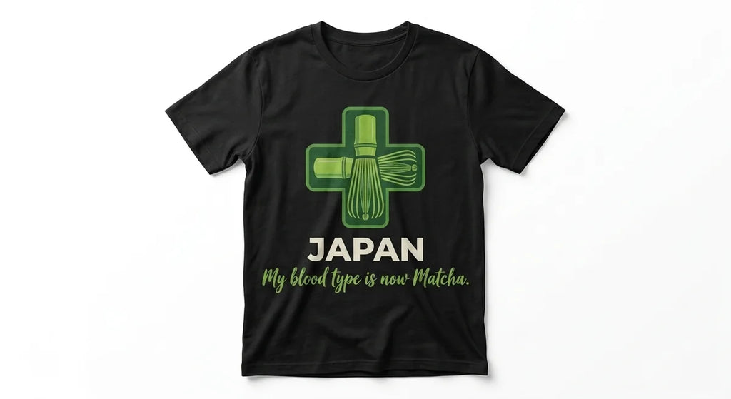 Matcha Addict T-Shirt: Japan Souvenir Tee – Funny Green Tea Medical Cross Design