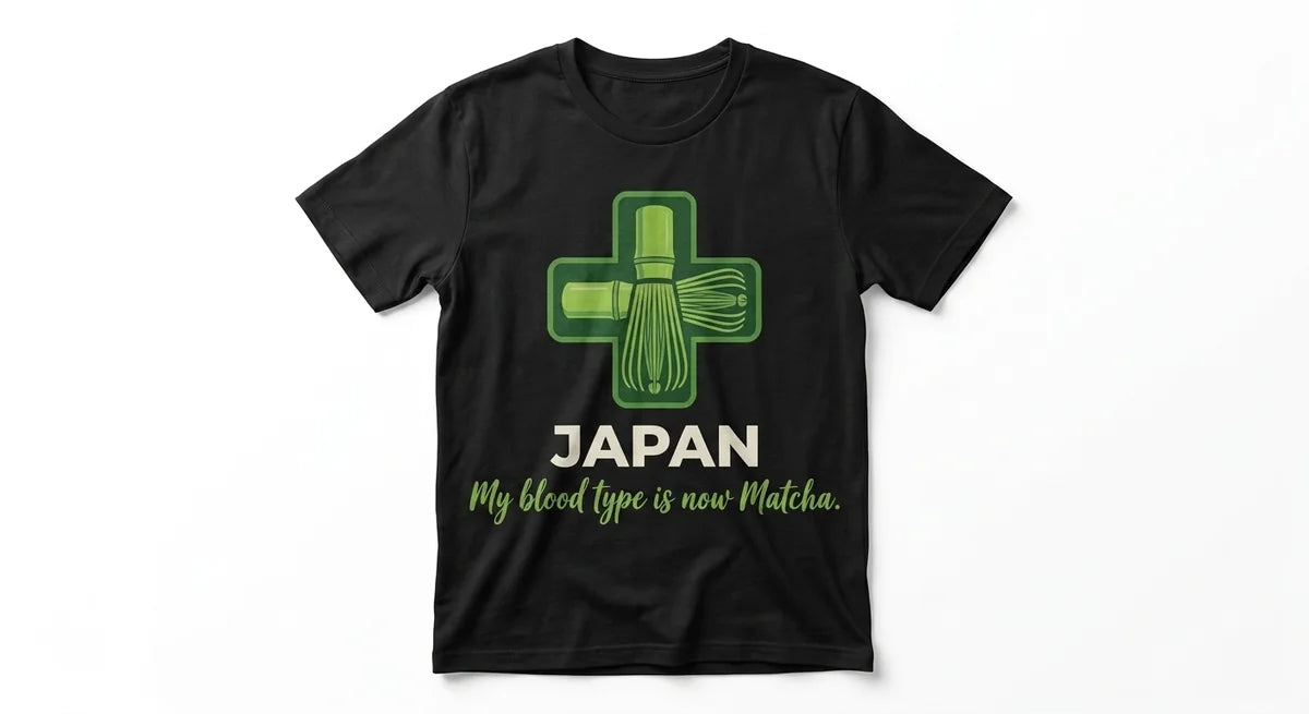 Matcha Addict T-Shirt: Japan Souvenir Tee – Funny Green Tea Medical Cross Design