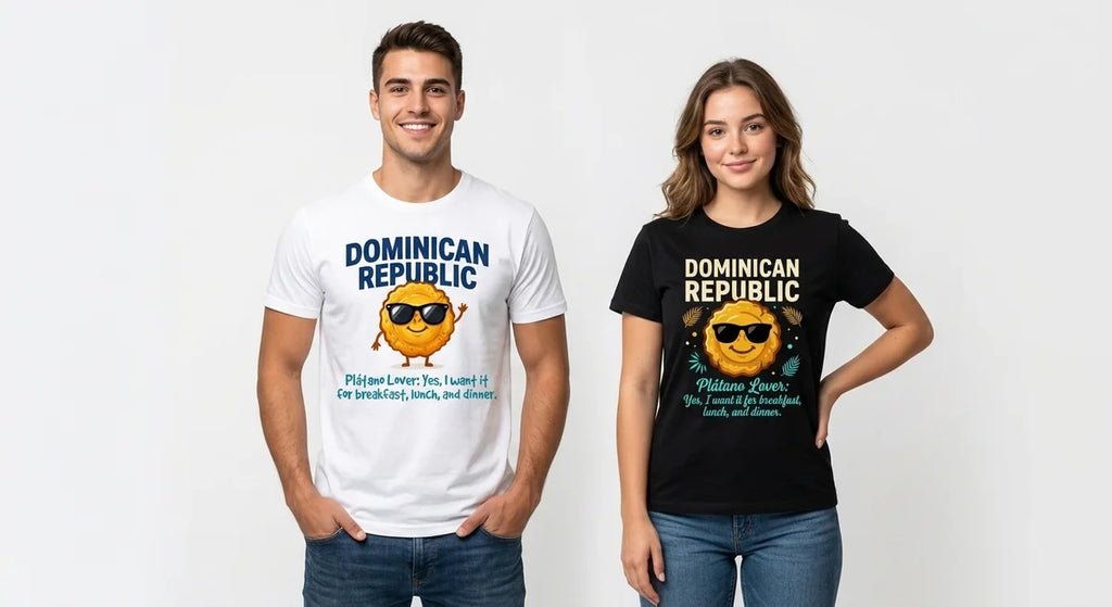 Dominican Republic Souvenir T-Shirt | Plátano Lover Funny Graphic Tee | Men’s & Women’s Caribbean Foodie Apparel