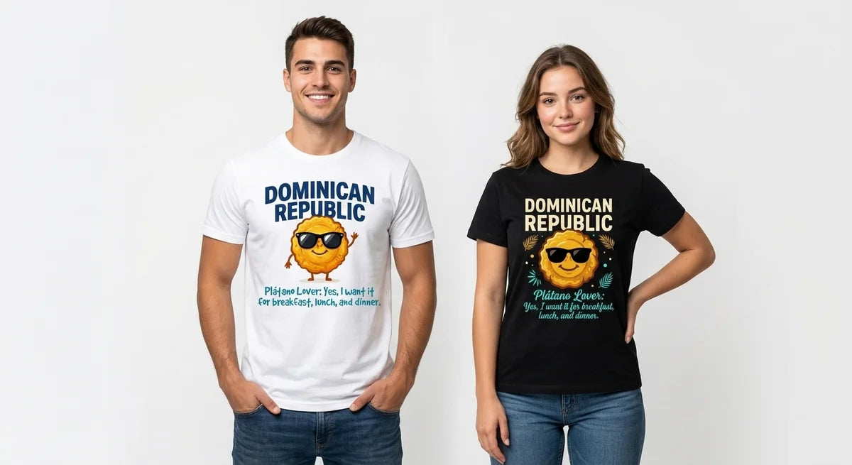 Dominican Republic Souvenir T-Shirt | Plátano Lover Funny Graphic Tee | Men’s & Women’s Caribbean Foodie Apparel