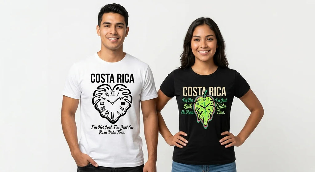 'Pura Vida Time' Melting Leaf Graphic Tee | Unisex Tropical Travel Shirt | Costa Rica Souvenir T-Shirt
