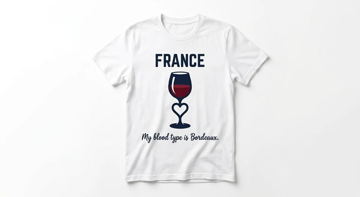 "My Blood Type Is Bordeaux" France Souvenir T-Shirt | Premium Wine-Lover Graphic Tee