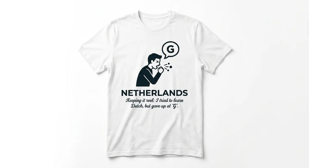 "Keeping it Reel" Funny Netherlands Souvenir T-Shirt – The Dutch Language Struggle Tee