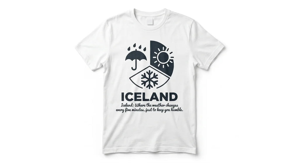 Iceland Weather Forecast T-Shirt | Funny Travel Souvenir Tee | Weather-Proof Graphic Shirt