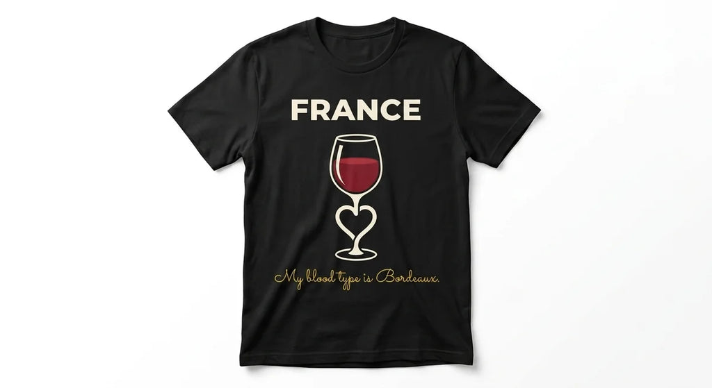"My Blood Type Is Bordeaux" France Souvenir T-Shirt | Premium Wine-Lover Graphic Tee