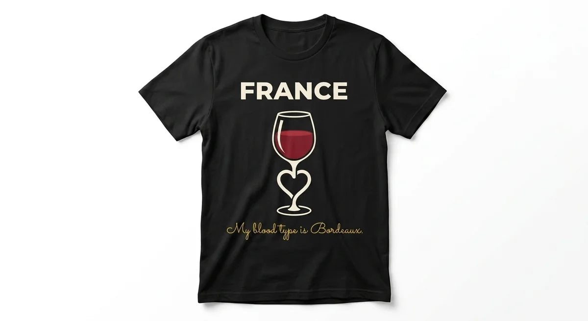 "My Blood Type Is Bordeaux" France Souvenir T-Shirt | Premium Wine-Lover Graphic Tee