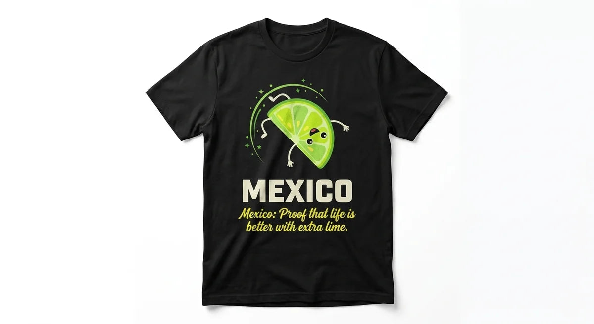 Mexico Lime Backflip T-Shirt | Funny Travel Souvenir Graphic Tee | 100% Cotton Vacation Apparel