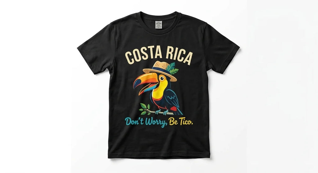 'Don’t Worry, Be Tico' Funny Toucan Graphic Tee | Pura Vida Vacation Apparel | Costa Rica Souvenir T-Shirt