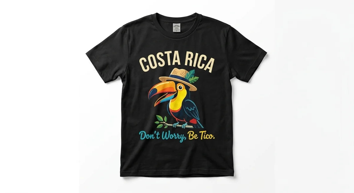 'Don’t Worry, Be Tico' Funny Toucan Graphic Tee | Pura Vida Vacation Apparel | Costa Rica Souvenir T-Shirt