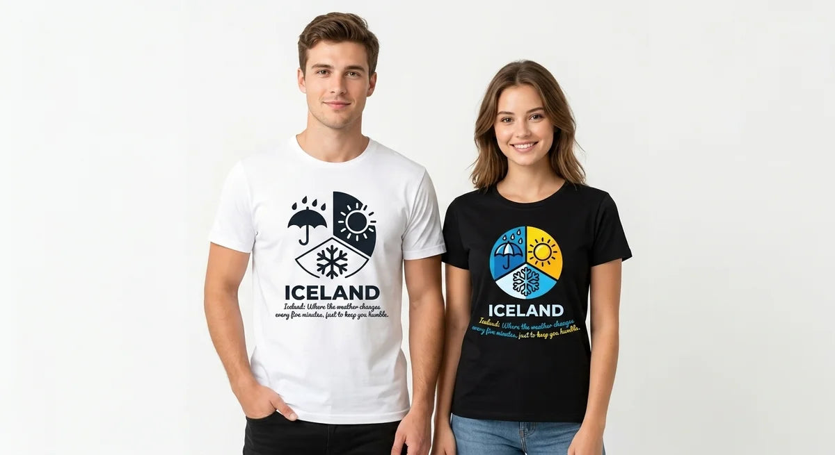 Iceland Weather Forecast T-Shirt | Funny Travel Souvenir Tee | Weather-Proof Graphic Shirt
