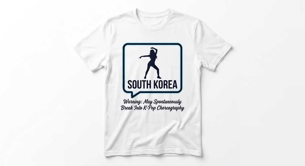 "Warning: May Spontaneously Break Into K-Pop Choreography" Graphic Tee | South Korea Souvenir T-Shirt | Ultra-Soft Cotton Apparel