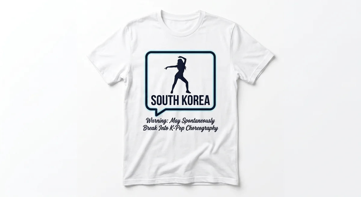 "Warning: May Spontaneously Break Into K-Pop Choreography" Graphic Tee | South Korea Souvenir T-Shirt | Ultra-Soft Cotton Apparel