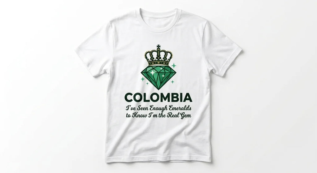 Colombia Souvenir T-Shirt | "I’m the Real Gem" Emerald Graphic Tee | Premium Cotton Unisex Apparel