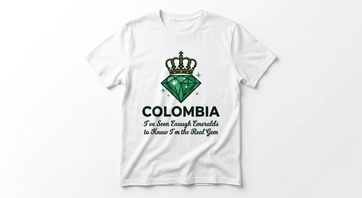 Colombia Souvenir T-Shirt | "I’m the Real Gem" Emerald Graphic Tee | Premium Cotton Unisex Apparel