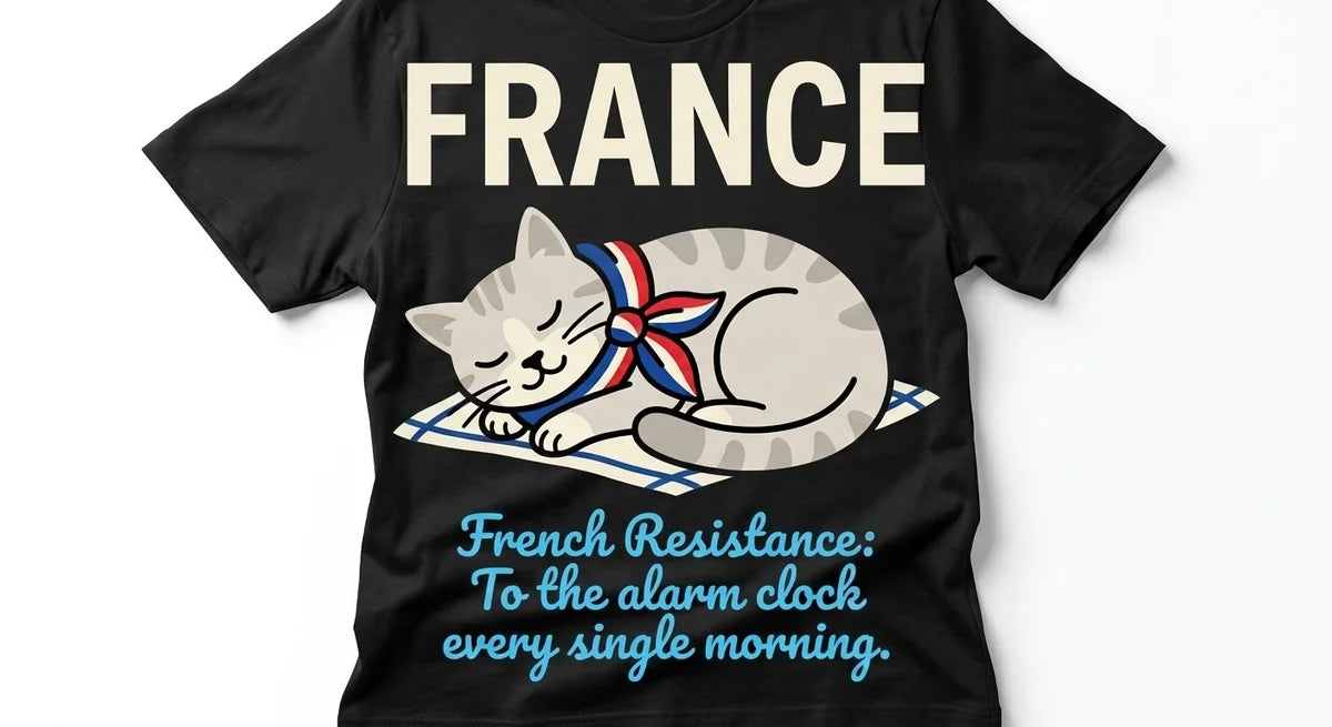 French Resistance Cat T-Shirt | Funny Souvenir Tee | Ultra-Soft Cotton Apparel