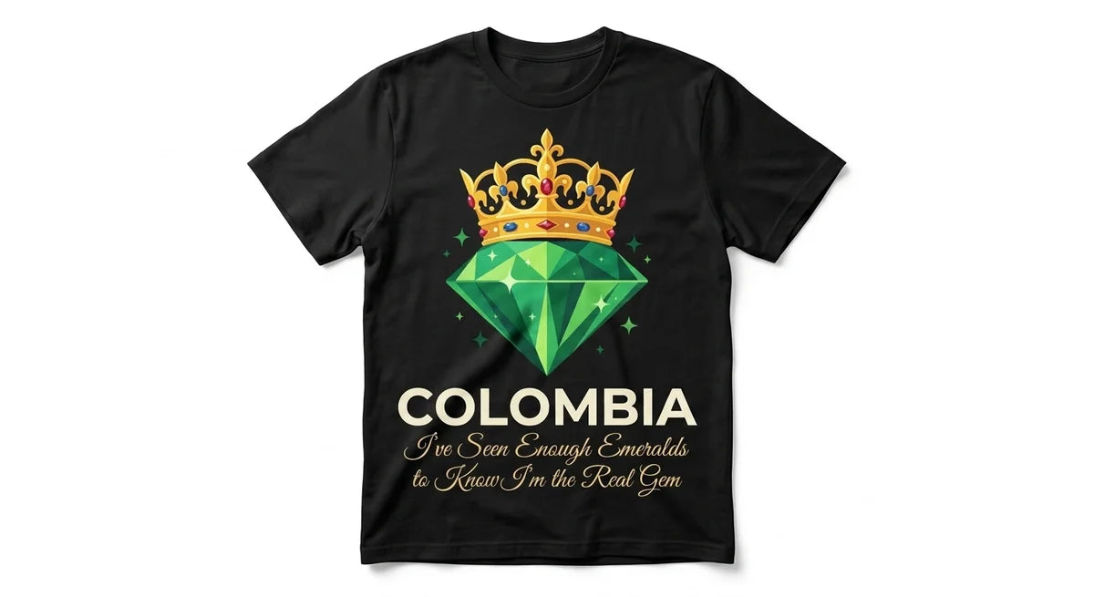 Colombia Souvenir T-Shirt | "I’m the Real Gem" Emerald Graphic Tee | Premium Cotton Unisex Apparel
