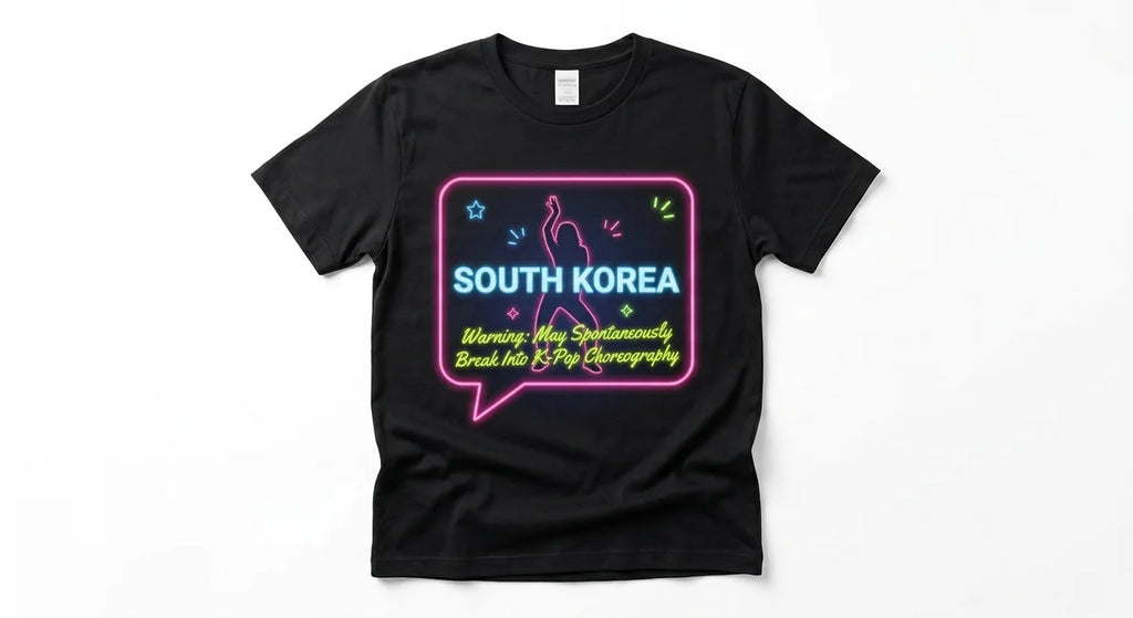 "Warning: May Spontaneously Break Into K-Pop Choreography" Graphic Tee | South Korea Souvenir T-Shirt | Ultra-Soft Cotton Apparel