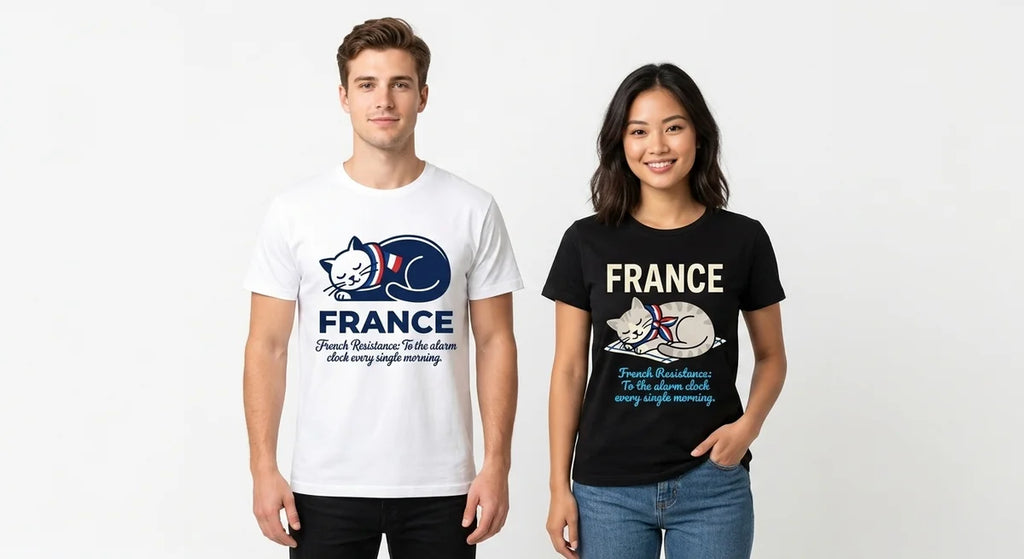 French Resistance Cat T-Shirt | Funny Souvenir Tee | Ultra-Soft Cotton Apparel