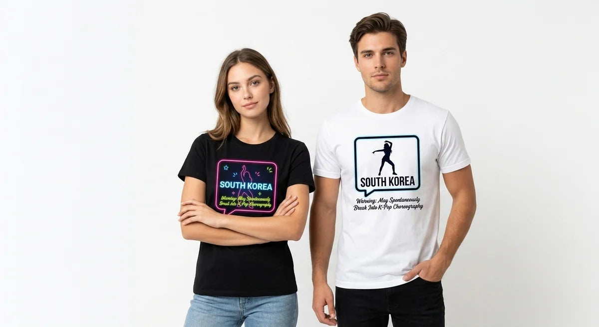 "Warning: May Spontaneously Break Into K-Pop Choreography" Graphic Tee | South Korea Souvenir T-Shirt | Ultra-Soft Cotton Apparel