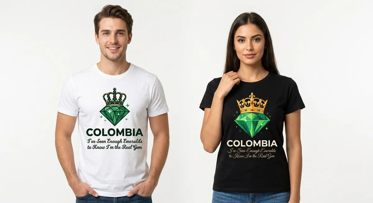 Colombia Souvenir T-Shirt | "I’m the Real Gem" Emerald Graphic Tee | Premium Cotton Unisex Apparel