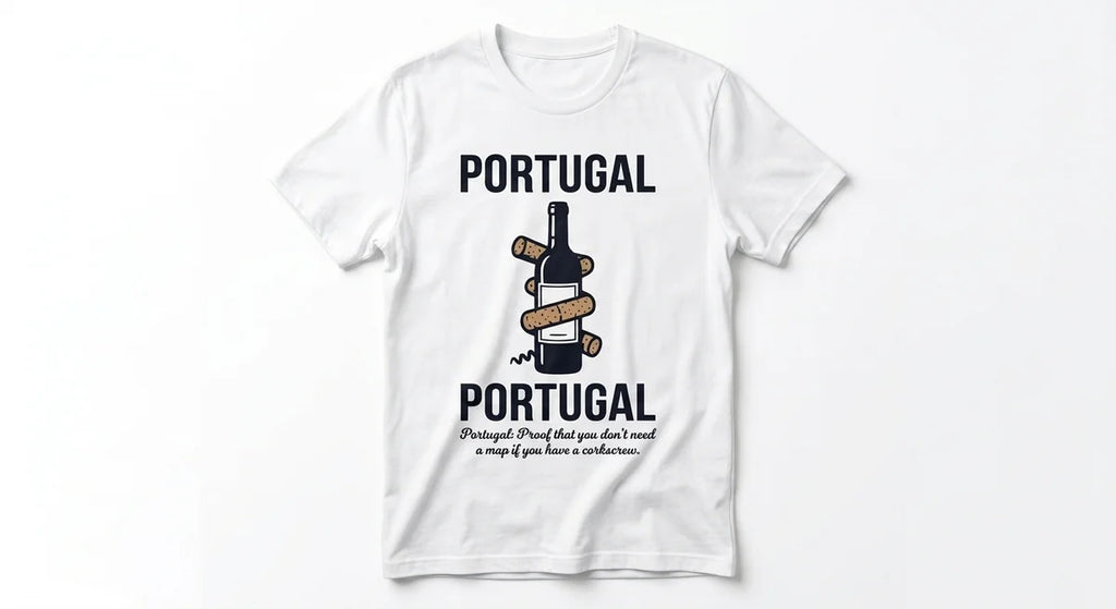 Portugal Corkscrew & Wine Souvenir T-Shirt – Funny Travel Tee for Wine Lovers