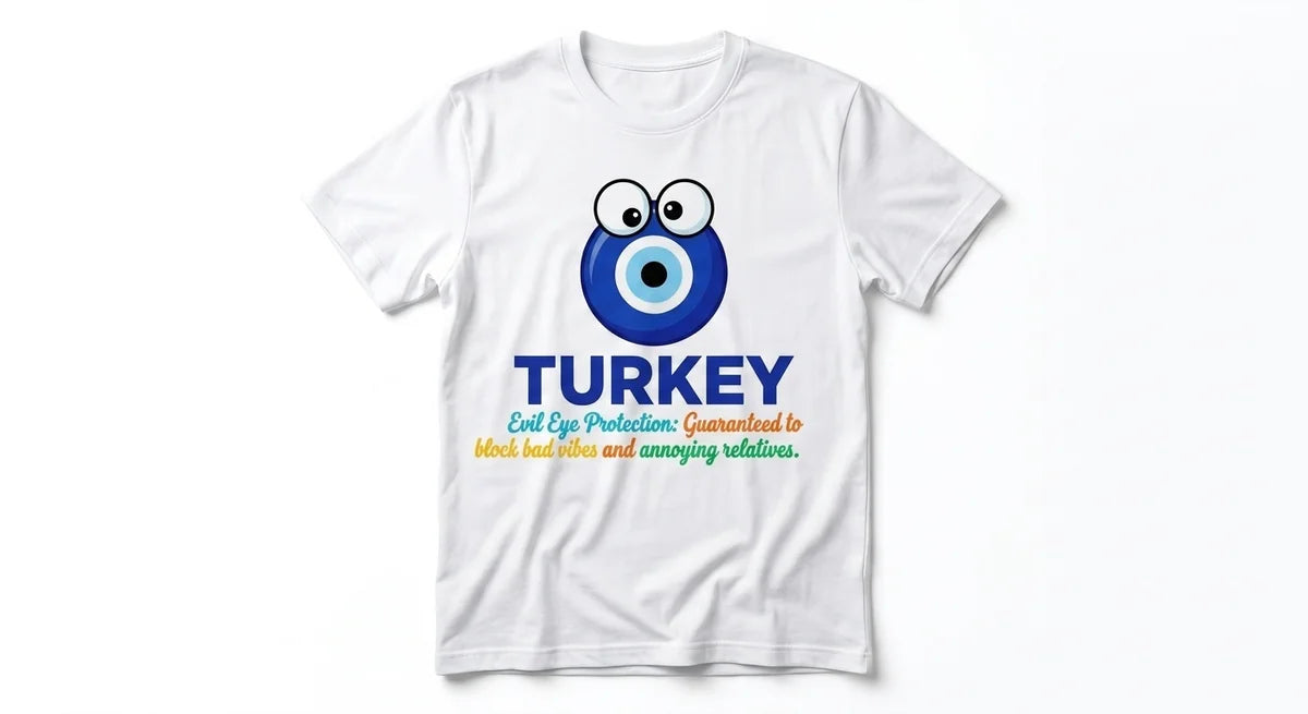 The "Evil Eye Protection" Graphic T-Shirt | Funny Turkish Nazar Souvenir | Unisex Cotton Tee