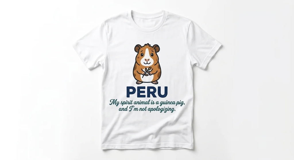 Peru Souvenir T-Shirt | "My Spirit Animal is a Guinea Pig" Funny Cuy Graphic Tee