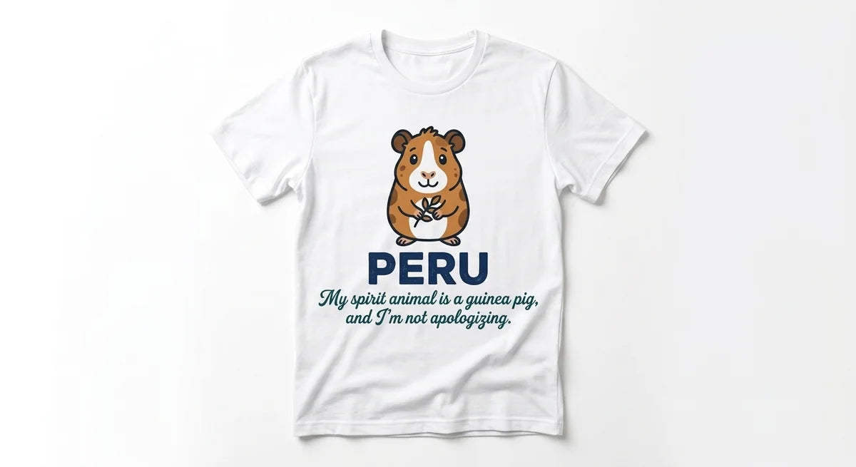 Peru Souvenir T-Shirt | "My Spirit Animal is a Guinea Pig" Funny Cuy Graphic Tee