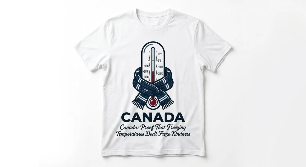 Canada Souvenir T-Shirt | "Proof That Freezing Temperatures Don't Freeze Kindness" Graphic Tee | Unisex Soft Cotton Canadian Gift