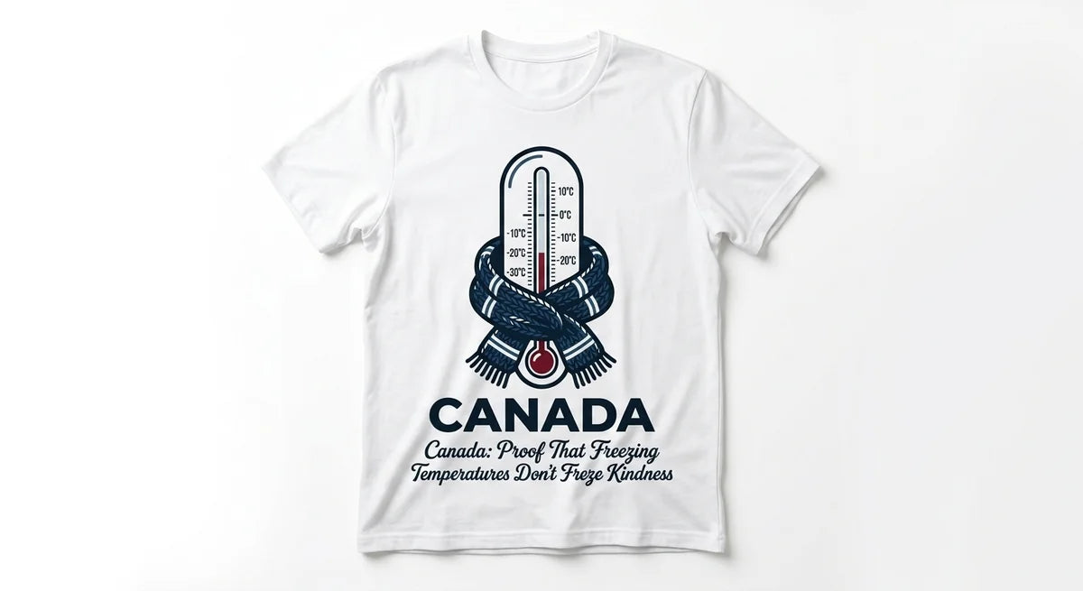 Canada Souvenir T-Shirt | "Proof That Freezing Temperatures Don't Freeze Kindness" Graphic Tee | Unisex Soft Cotton Canadian Gift