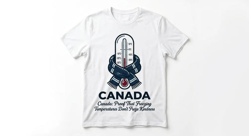 Canada Souvenir T-Shirt | "Proof That Freezing Temperatures Don't Freeze Kindness" Graphic Tee | Unisex Soft Cotton Canadian Gift