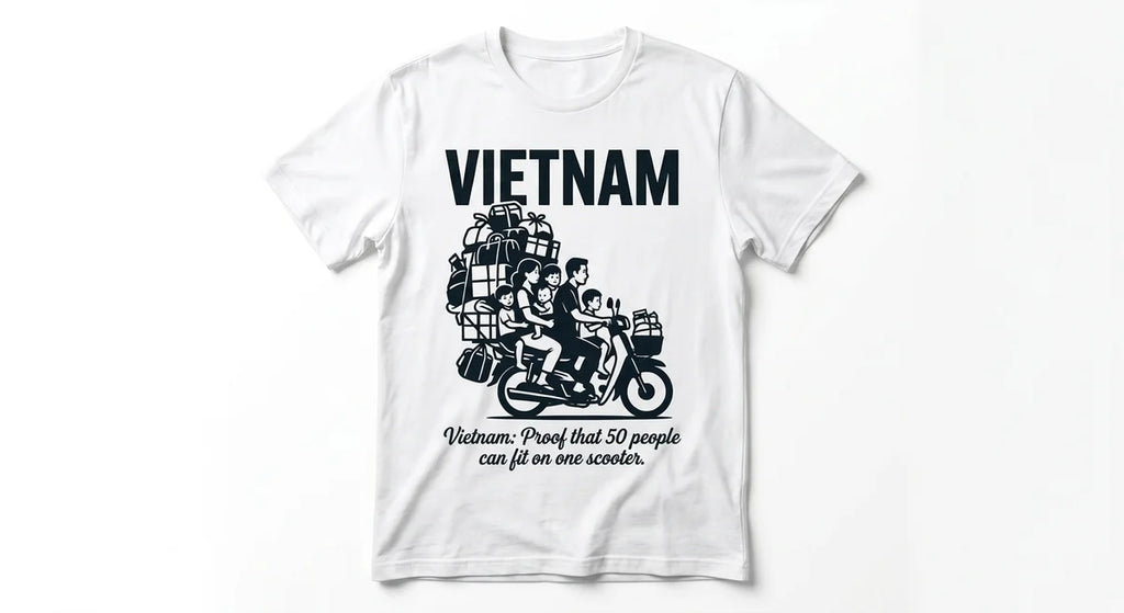 Vietnam Scooter Family T-Shirt | Funny Travel Souvenir Tee | Vietnam Vacation Keepsake | Unisex Cotton Graphic Shirt