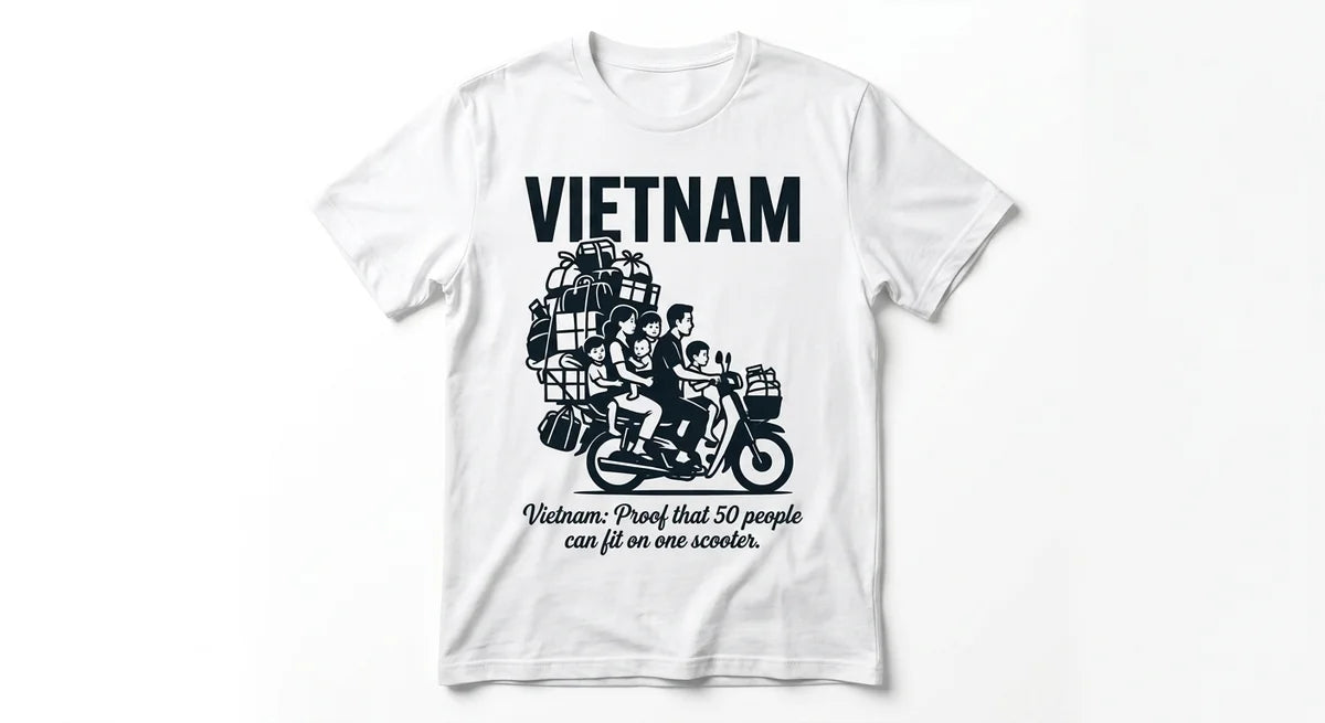 Vietnam Scooter Family T-Shirt | Funny Travel Souvenir Tee | Vietnam Vacation Keepsake | Unisex Cotton Graphic Shirt